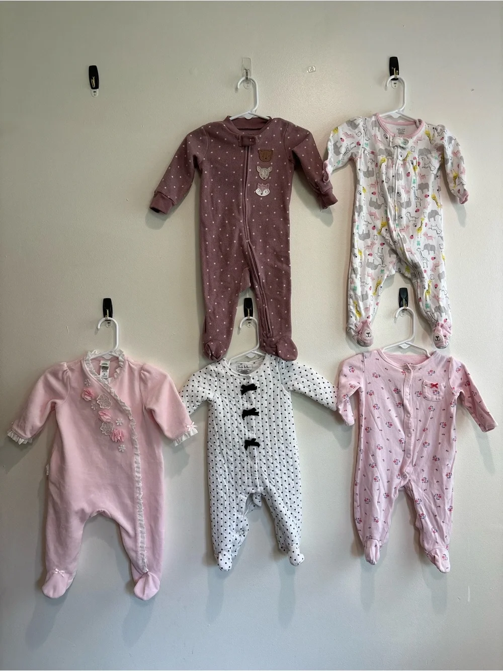 3-6. Month girl pajama set One-Piece Footed Sleepers floral